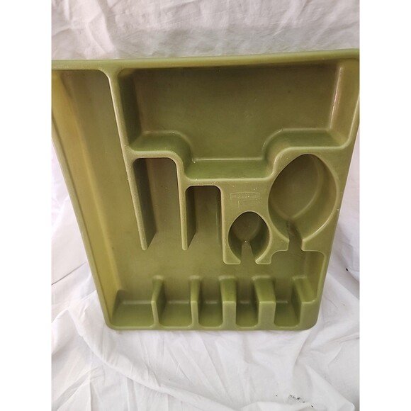 RUBBERMAID Silverware Flatware Tray Vintage 2922 Avocado - Picture 3 of 7